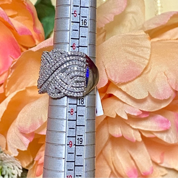 Genuine 1 Carat Diamond Cocktail Ring ~ Baguette Diamond Cluster Swirl Band - Picture 11 of 15